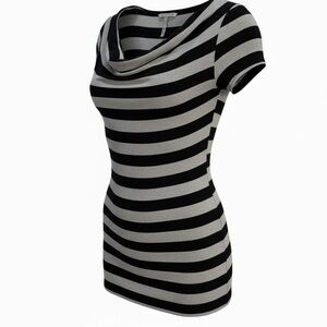 Kiwi Black and Gray Striped Short Sleeve Top